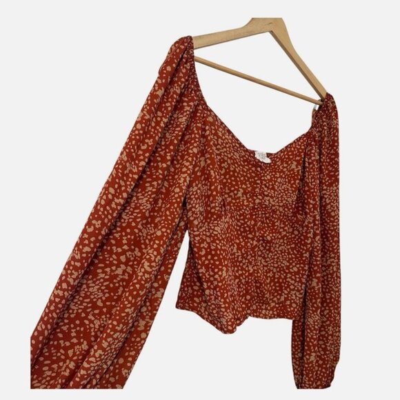 Women's XL Smock Balloon Sleeve Peasant Renaissance Cropped Festival Boho Blouse - Picture 3 of 4